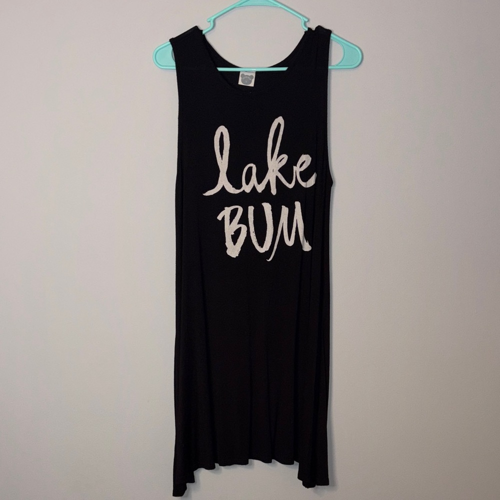 Lake Bum Black Tank Dress with White Script Large Color Bear